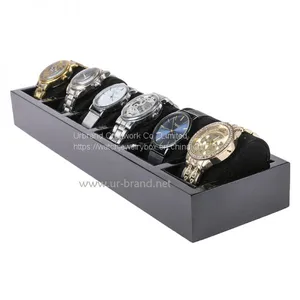 6 Booth Watch Display Box Watch Jewelry Display Storage Tray With Pillow Black Watch Storage thumbnail-2