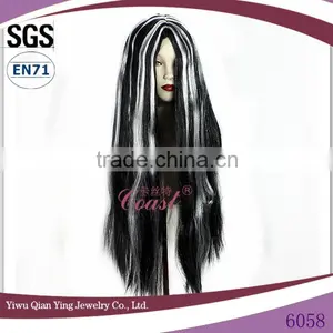 Streak Black and White Party Halloween Wigs Usesynthetic Hair for the Halloween Day Witch Wig thumbnail-1