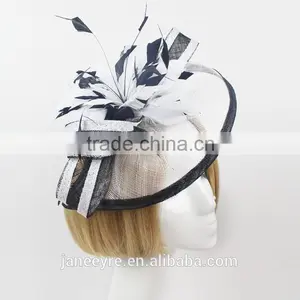 Wholesale Party/Church/Races White/Black Sinamay Base Fascinator Hat thumbnail-2