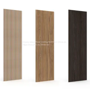 Polular Interior Wall and Ceiling Decorative and Sound Proof Akupanel Technical Wood Veneer and Natural Wood Veneer MDF Slat Wooden Acoustic Panels With PET Felt Board thumbnail-2
