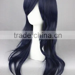 High Quality 65cm Medium Long Curly Prince of Tennis Wig Kisarazu Ryou Blue&Black Synthetic Anime Wig Cosplay Hair Wigs thumbnail-4