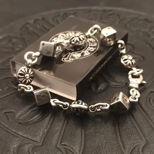 925 Sterling Silver Bracelets for Women Men Fine Accessories Trend Vintage Flower Pattern Pendant Bracelet Party Jewelry Gift thumbnail-3