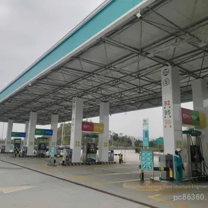 Membrane Structure Canopies for Overseas Toll Stations, Processing and Shipping of Steel Structure Canopies for Foreign Trade Gas Stations, Spherical Grid Structure Roofs for Factories and Basketball Courts thumbnail-1