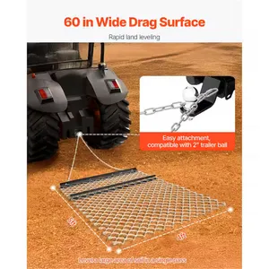Heavy-Duty ATV UTV Tractor Drag Harrow 4ft X 5ft Square Cutting/Welding Rust-Proof 84in Handle Rake Grader for Yard Leveling thumbnail-6