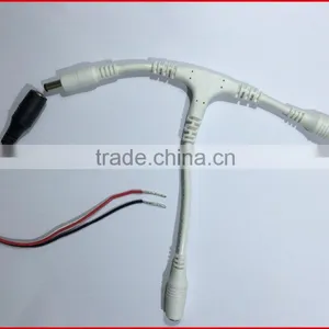 Male To Female T Tpye Product White Cable DC Connector 5.5x2.1 Male 2pcs of Female Extension DC Cable Harness thumbnail-1