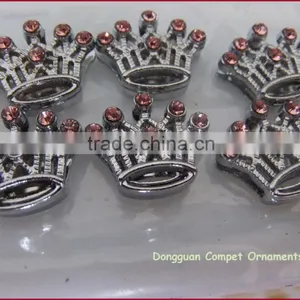 Diy Rhinestone Crystal Zinc Alloy Crown 10mm Slide Charm thumbnail-5
