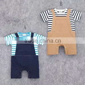 100% Cotton British Style Kids Romper Suit Stripe Gallus Infant Romper Toddlers Clothing Newborn Baby Romper thumbnail-3