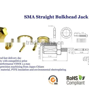 Coax Connectors, Coaxial Cable Connector, RF Connectors, SMA Bulkhead Connector thumbnail-1