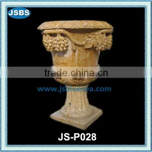 Yellow Flowerpot With Grape Carving Design thumbnail-1