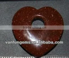 Natural Carved Heart Shape Gold Sand Stone Semi Precious Stone thumbnail-1