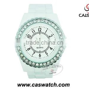 Diamond Decoration White Ceramic Watch thumbnail-1