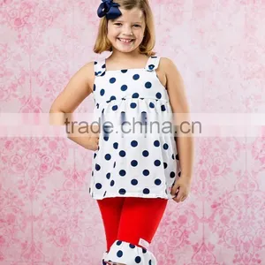 2015 Hot Sale Newest Style OEM Service Factory Price Kids Polka-dot Shirts With Pants Boutique Set thumbnail-4
