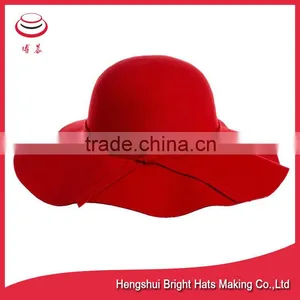 Women's Wide Brim Wool Ribbon Band Floppy Hat thumbnail-1