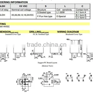 Song Music Relay SLDH-12VDC-1C a Set of Conversion 60A14VDC 5 Feet Wide Pin Socket Type 4142 thumbnail-1