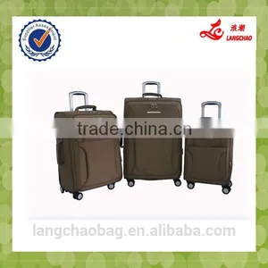 New Design Customized 4 Spinner Wheels Zipper Personalized Soft Polo Trolley Luggage Sets thumbnail-1