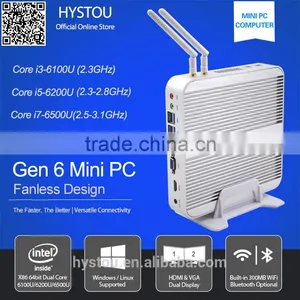 Wholesale New Product Fanless Mini Desktop Computer i3 6100u Barebone Industrial Embedded Mini ITX Intel NUC thumbnail-1