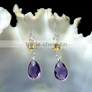 Amethyst Bezel Earrings, Gemstone Jewelry, Silver Jewelry thumbnail-6