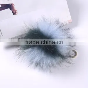 Hotsale Fashion Fur Keychain for Bag Charm Colorful Fur Pompom Keychains KZ160068 thumbnail-2