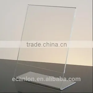 Transparent Plexiglass Acrylic Slanted Sign Holder thumbnail-1