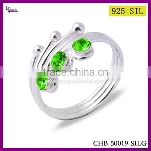 2015 Newest Design Yiwu Factory Make 925 Sterling Silver Green Stone Ring thumbnail-1