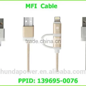 MFI Usb Cable Factory 2 in 1 Micro and 8pin Phone Usb Data and Charger Cable thumbnail-1
