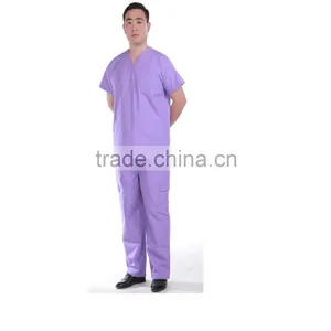 2016 HotSelling Fashion Style Plain Woven Hospital Use OEM/cheap Medical Polyester Cotton Short Sleeve Scrubs With High Quality thumbnail-1