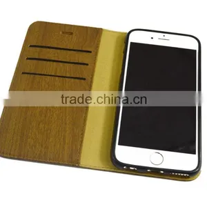 2016 Hot Sale Wooden Pattern PU Leather Phone Folio Case For IPhone SE 5se thumbnail-1