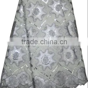 African Organza Lace With Sequins Embroidery CL8104-6silver thumbnail-1