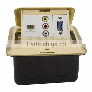 Floor Socket With VGA, RJ45 and 3RCA AV Female Port With Backside Screw Connection thumbnail-1