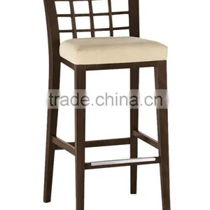 Latest Wooden Bar Furniture Bar Stool Chair Upholstered Seat Design thumbnail-1