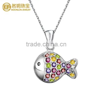 Hot Sale Popular Fish Jewelry With Colorful Gemstones Necklace Pendants thumbnail-2