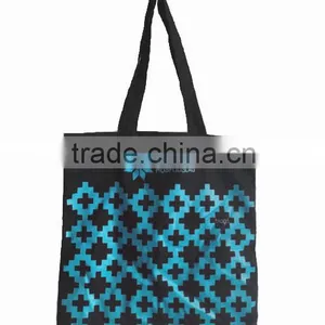 Custom Checp Black Printed Canvas Tote Shopping Bag(CAS15-040) thumbnail-4