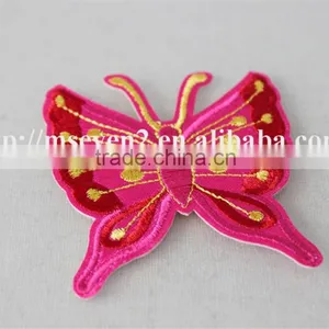 Fancy Design 7*8cm Cotton Embrodidery Trim Patch in Pink Butterfly Design for Garment thumbnail-4