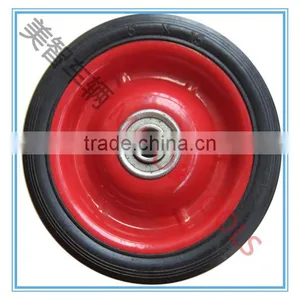 8X1.75" Red Steel Rim Solid Rubber Wheel thumbnail-1