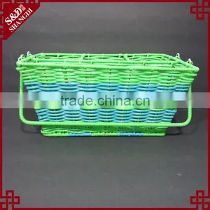 New Kitchen Storage Tool Green & Blue Plastic Wicker Woven Utensil Holder thumbnail-2
