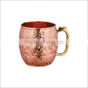 Copper Moscow Mule Mug - Diamond Hammer Barrel Cups - Cocktail Cups/Glasses Set Of 4 Mug thumbnail-5