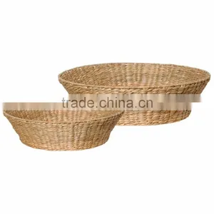 Home and Garden 2 Piece Round Water Hyacinth Fruit Basket Set thumbnail-1