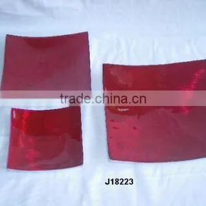 Square Cast Aluminium Bowl in Red Enamel Available in All Colours thumbnail-1