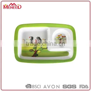 Zebra Hand-painted Children Safety Food Grade Cheap Melamine Plastic Food Compartment Tray thumbnail-1