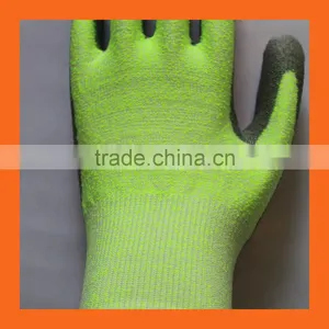 EN 388 4543 Hi VIZ Green UHMWPE Liner PU Coating Cut Resistant Gloves,Cool Breathable Garden Gloves thumbnail-5