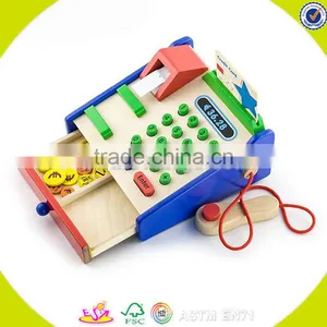 Wholesale Role Play Wooden Cash Register Toy Funny Kids Wooden Cash Register Popular Children Wooden Cash Register W10A007 thumbnail-4