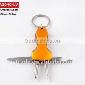 2014 "STOCK" Mini Aluminium Oxide Multi Function Pocket Knife Keychain Tools A204C-LV thumbnail-1