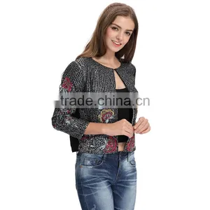 Woman New Fashion Clothing Manufacturer Sequin Beaded Petite Jacket thumbnail-2