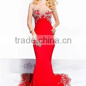 2 Colors Beaded Luxrious Mermaid Sleeveless Dresses for Wedding Party thumbnail-3