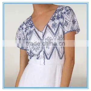 New Fashion Latest Embroidery Ladies Short Sleeve Dresses With Pictures thumbnail-2