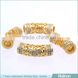 Silver Bend Pipe Charm Big Hole Fit Diy Bracelets Beads thumbnail-1