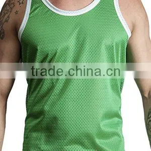 Custom Mens Polyester Mesh Sport Gym Tank Top thumbnail-3