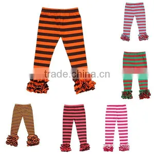 2017 Girls Ruffle Pants Icing Leggings Boutique Children Orange and Black Halloween Leggings thumbnail-1