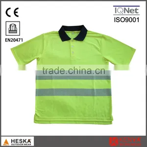 Knitted Hivis T-shirt Men Polo Shirt With Heat Transfer Tape EN471 High Visibility thumbnail-1