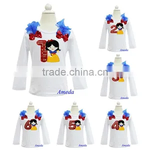 Bling Red 1 2 3 4 5 6 Embroidered Snow White Princess White Long Sleeves Top Birthday Tee thumbnail-1